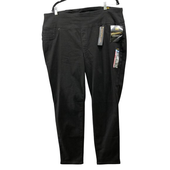 NWT Lee Sculpting Skinny Leg Jeans Womens 20W Black Pull On Mid Rise Slim - Picture 1 of 12